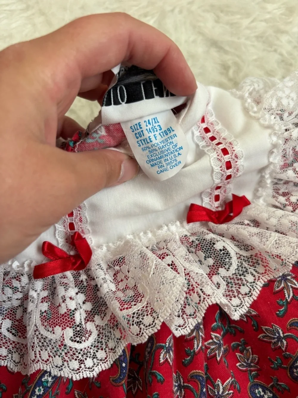Jo Lene Classic Vintage Baby Girls Formal Lace & Floral Dress USA Made in 90’s